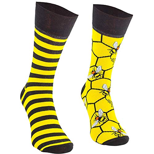 Comodo - lustige Bienen Socken Herren & Damen aus Baumwolle mit Muster | Bunte Motivsocken mit witzigem Motiv | ausgefallene farbige Freizeitsocken für Kinder & Erwachsene SM1 gr 43-46 3 Paar Biene von Comodo