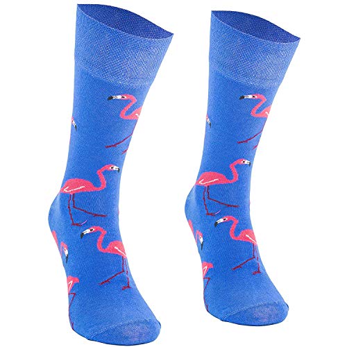 Comodo - lustige Tiersocken Herren & Damen aus Baumwolle mit Flamingo Motiv | gemusterte Socken mit witzigem Muster | Bunte Motivsocken für Kinder und Erwachsene SM1 gr 43-46 3 Paar Flamingos/blau von Comodo