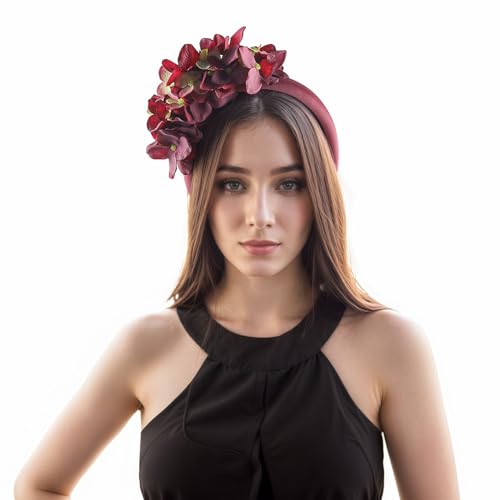Gepolsterte Stirnbänder für Damen, trendige, rutschfeste Stirnbänder für Damen, dickes Haarband für Mädchen, bequeme Blumen-Hedawear, Rot von Comott