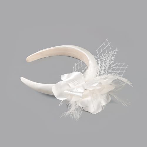 Stirnbänder für Damen, trendig, gepolstert, rutschfest, Blumen-Stirnbänder für Damenhaar, dickes Stirnband für Mädchen, bequeme Kopfbedeckung (weiß) von Comott