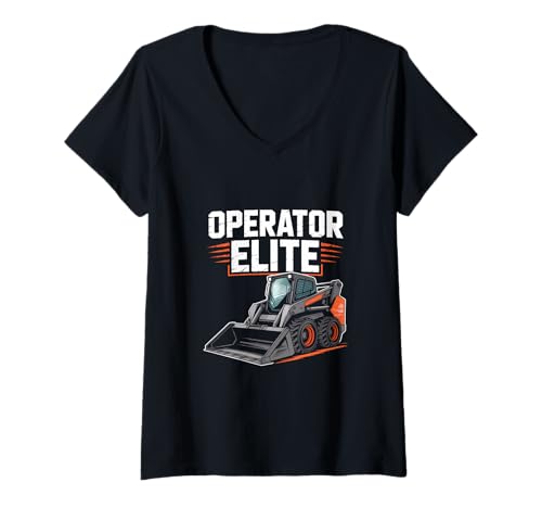 Damen Kompaktlader für Kleinkinder, Mini-Mechaniker-Stil T-Shirt mit V-Ausschnitt Damen Kompaktlader für Kleinkinder, Mini-Mechaniker-Stil T-Shirt mit V-Ausschnitt von Compact Loader Humor Workwear