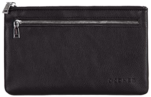 Banktasche aus Leder mit Reißverschluss Geldtasche Dokumentenmappe Briefmappe, Größe:Medium von Compagno