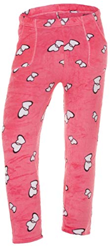 Compagno Damen Kuschelhose gemütliche Jogging-Hose Teddy-Hose Schlaf-Hose Fleece-Hose dehnbar Gemustert, Hosen Farben:Herzen Pink, Hosen Größen:XS - M (32-40 EU) von Compagno