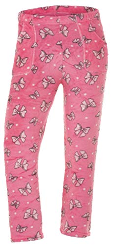 Compagno Damen Kuschelhose gemütliche Jogging-Hose Teddy-Hose Schlaf-Hose Fleece-Hose dehnbar Gemustert, Hosen Farben:Schleifen Rosa, Hosen Größen:XS - M (32-40 EU) von Compagno