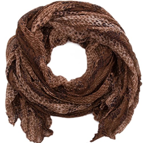 Compagno Damen Schal weich und leicht mit Knittereffekt in Schlangen-Design Herbst-Schal Einheitsgröße, SCHAL Farbe:Braun von Compagno