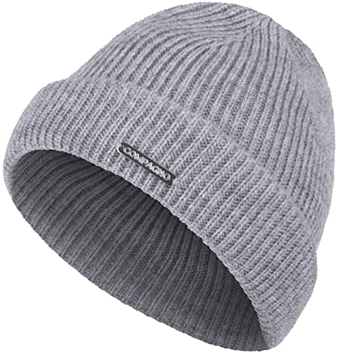 Compagno Kindermütze Beanie Wintermütze Mädchen Jungen 2-10 Jahre Strickmütze 89, Farbe:Hellgrau von Compagno