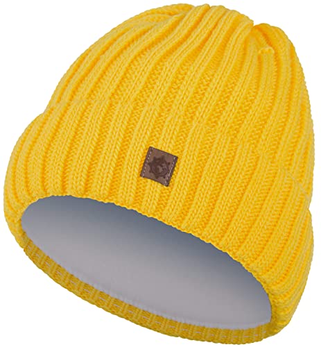 Compagno Kindermütze Wintermütze Mädchen Jungen 2-10 Jahre Beanie Strickmütze 105, Farbe:Gelb von Compagno