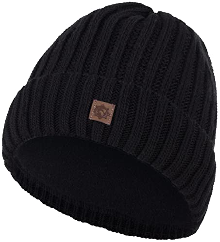 Compagno Kindermütze Wintermütze Mädchen Jungen 2-10 Jahre Beanie Strickmütze 105, Farbe:Schwarz von Compagno