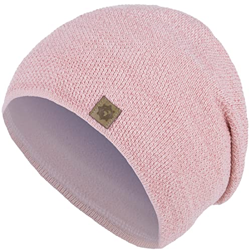 Compagno Mütze Damen Winter Beanie Wintermütze Strickmütze Metallic-Garn gefüttert Winter Fleece Futter 96, Farbe:Rose von Compagno