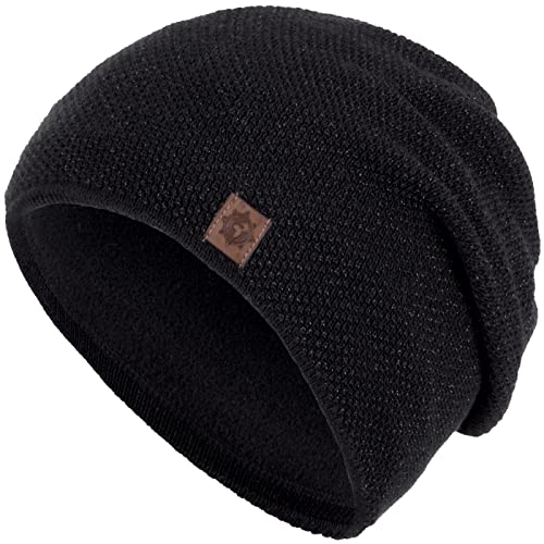 Compagno Mütze Damen Winter Beanie Wintermütze Strickmütze Metallic-Garn gefüttert Winter Fleece Futter 96, Farbe:Schwarz von Compagno