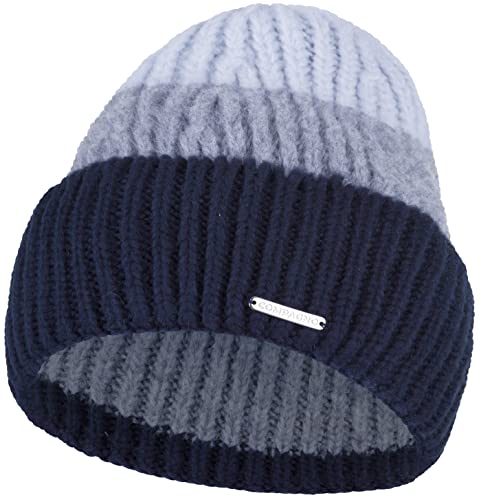 Compagno Mütze Damen Wintermütze Beanie Mädchen Strickmütze breite Krempe Winter Weihnachten gestrickt 100, Farbe:Marineblau von Compagno