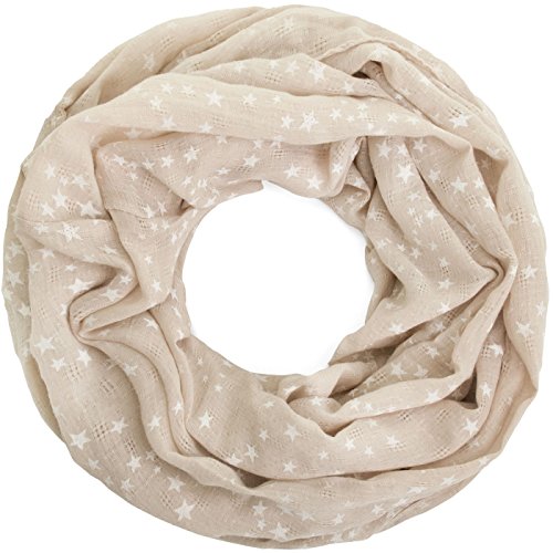 Compagno Damen Loopschal Stars & Stars weicher und leichter Schal Loop mit Sternen, SCHAL Farbe:Beige von Compagno