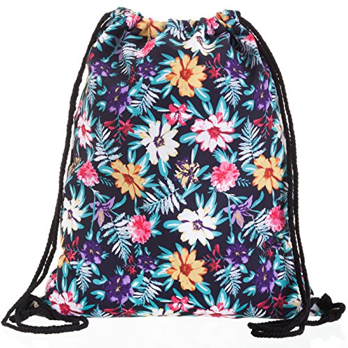 Compagno Turnbeutel Fullprint Rucksack Beutel Tasche Sport-Beutel, Rucksack Farbe:Flowers von Compagno