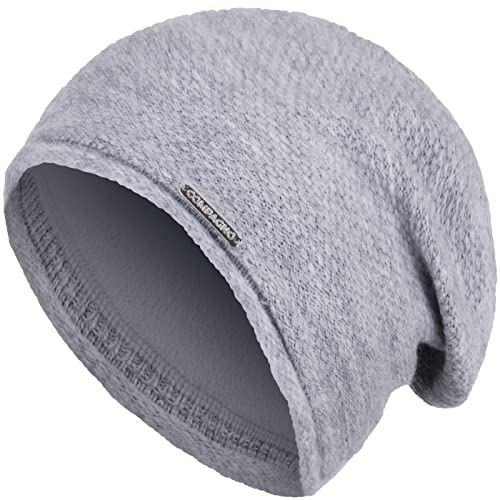 Compagno Wintermütze Mütze Damen Beanie Winter Strickmütze gefüttert Fleece Futter 90, Farbe:Hellgrau von Compagno