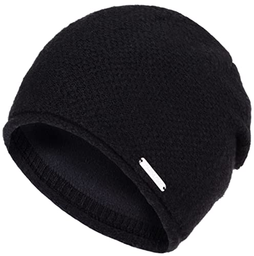 Compagno Wintermütze Mütze Damen Beanie Winter Strickmütze gefüttert Fleece Futter 90, Farbe:Schwarz von Compagno