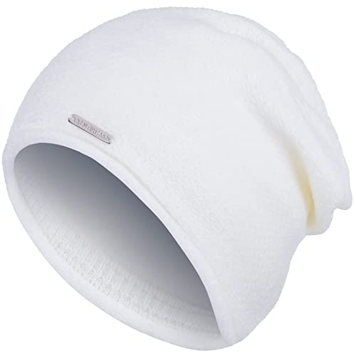 Compagno Wintermütze Mütze Damen Beanie Winter Strickmütze gefüttert Fleece Futter 90, Farbe:Creme von Compagno
