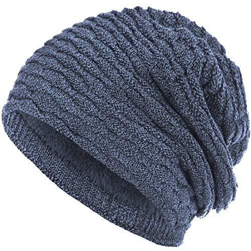 Compagno Wintermütze warm gefütterte Mütze Wabenmuster Beanie meliert Einheitsgröße, Farbe:Jeansblau von Compagno