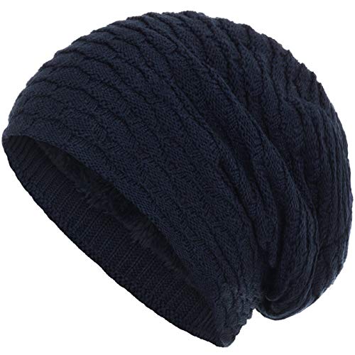 Compagno Wintermütze warm gefütterte Mütze Wabenmuster Beanie meliert Einheitsgröße, Farbe:Marineblau von Compagno