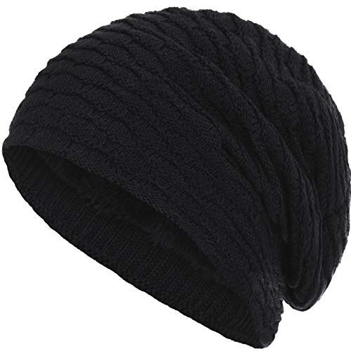 Compagno Wintermütze warm gefütterte Mütze Wabenmuster Beanie meliert Einheitsgröße, Farbe:Schwarz von Compagno