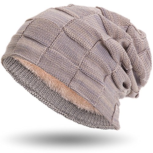 Compagno warm gefütterte Beanie Wintermütze Flechtmuster unifarben oder meliert Einheitsgröße Mütze von Compagno