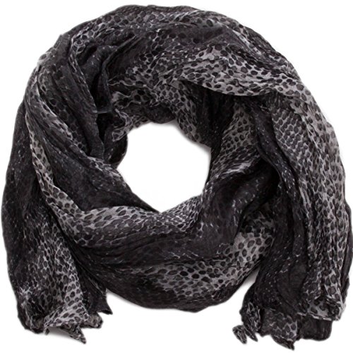 Compagno Damen Schal weich und leicht mit Knittereffekt in Schlangen-Design Herbst-Schal Einheitsgröße, SCHAL Farbe:Schwarz von Compagno