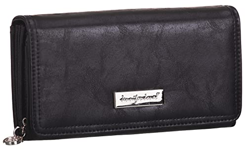 Damen Geldbörse klassisch faltbar 4 Geldscheinfächer Portemonnaie Geldbeutel, Geldbeutel Farbe:Schwarz von Compagno