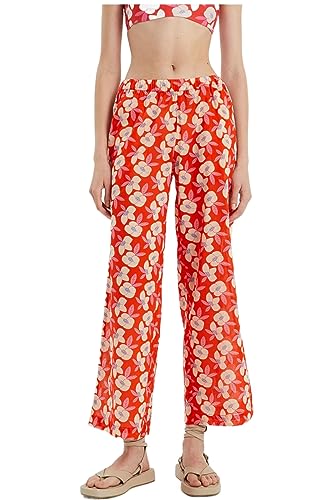 Compania Fantastica Red Floral Print Mid-Rise Beach Summer Trousers, rot, S Compania Fantastica Red Floral Print Mid-Rise Beach Summer Trousers, rot, S von Compañía Fantástica