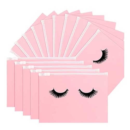 Compasty 50 StüCk Wimperntaschen Wimperntaschen für die Nachsorge Wimpern Make-Up mit ReißVerschluss für Frauen (Rosa 7X5) von Compasty