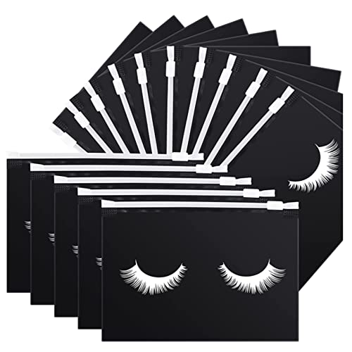 Compasty 50 StüCk Wimperntaschen Wimperntaschen für die Nachsorge Wimpern Make-Up mit ReißVerschluss für Frauen (Schwarz 7X5) von Compasty