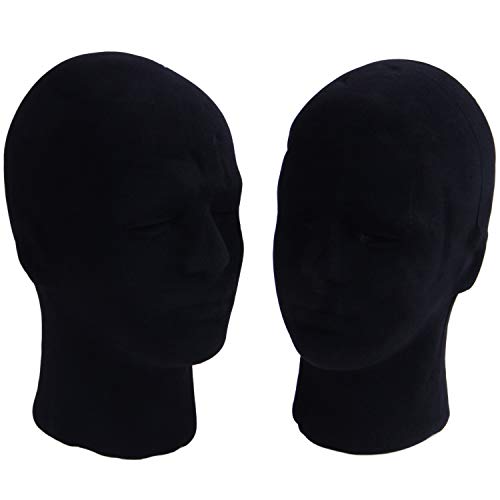 Compasty Polystyrol Schwarz Schaum Herren Modell Mannequinkopf Dummy Stand Shop Display Hut, 2 X SCHWARZ von Compasty