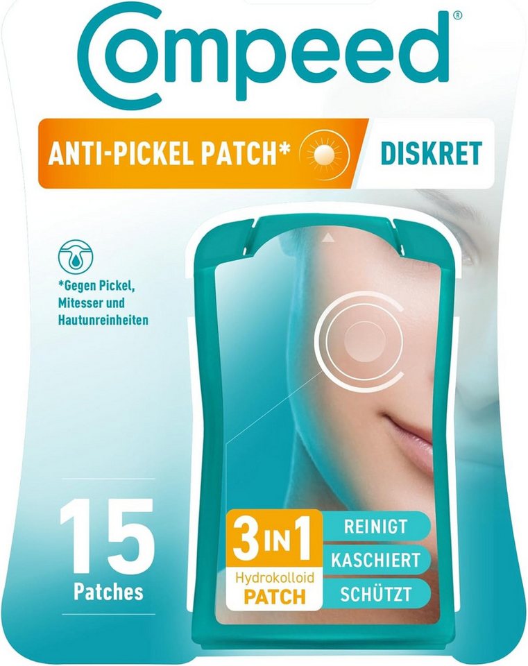 Compeed Anti-Pickel-Pflaster 1x Compeed - Anti-Pickel* Patch Diskret 15 Patches - 1.5x1.5cm (1 St), Reinigt, kaschiert und schützt – Hydrokolloid Pickel Patches* von Compeed