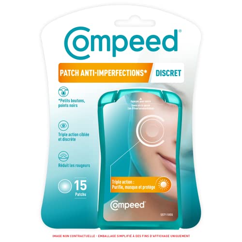 Compeed - Patches gegen Unvollkommenheiten, diskret – Hydrokolloid-Pflaster – ideal für den diskreten Einsatz am Tag – für gezielte Unvollkommenheiten – 15 Patches – 1,5 x 1,5 cm Mitesser und kleine Knöpfe von Compeed