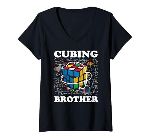 Damen Cubing Brother Speed Cubing Mathe-Liebhaber T-Shirt mit V-Ausschnitt Damen Cubing Brother Speed Cubing Mathe-Liebhaber T-Shirt mit V-Ausschnitt von Competitive Puzzle Speed Cubing Math Family Merch
