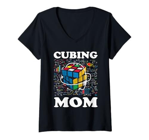 Damen Cubing Mom Speed Cubing Mathe-Liebhaber T-Shirt mit V-Ausschnitt Damen Cubing Mom Speed Cubing Mathe-Liebhaber T-Shirt mit V-Ausschnitt von Competitive Puzzle Speed Cubing Math Family Merch