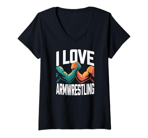 Damen Ich Liebe Armwrestling-Enthusiast-Design T-Shirt mit V-Ausschnitt Damen Ich Liebe Armwrestling-Enthusiast-Design T-Shirt mit V-Ausschnitt von Competitive Strength Arm Sport Enthusiasts