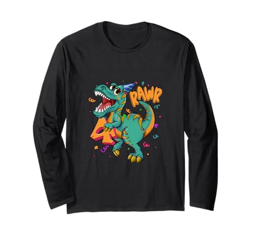 Geburtstag 4 Jahre Kinder mit lustigem Dinosaurier Langarmshirt Geburtstag 4 Jahre Kinder mit lustigem Dinosaurier Langarmshirt von Compleanno 4 anni Bambini
