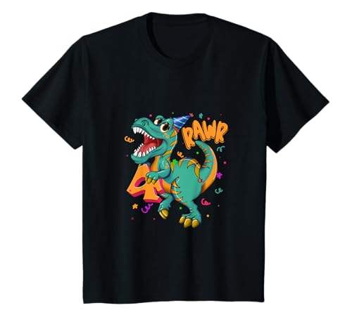 Kinder Geburtstag 4 Jahre Kinder mit lustigem Dinosaurier T-Shirt Kinder Geburtstag 4 Jahre Kinder mit lustigem Dinosaurier T-Shirt von Compleanno 4 anni Bambini