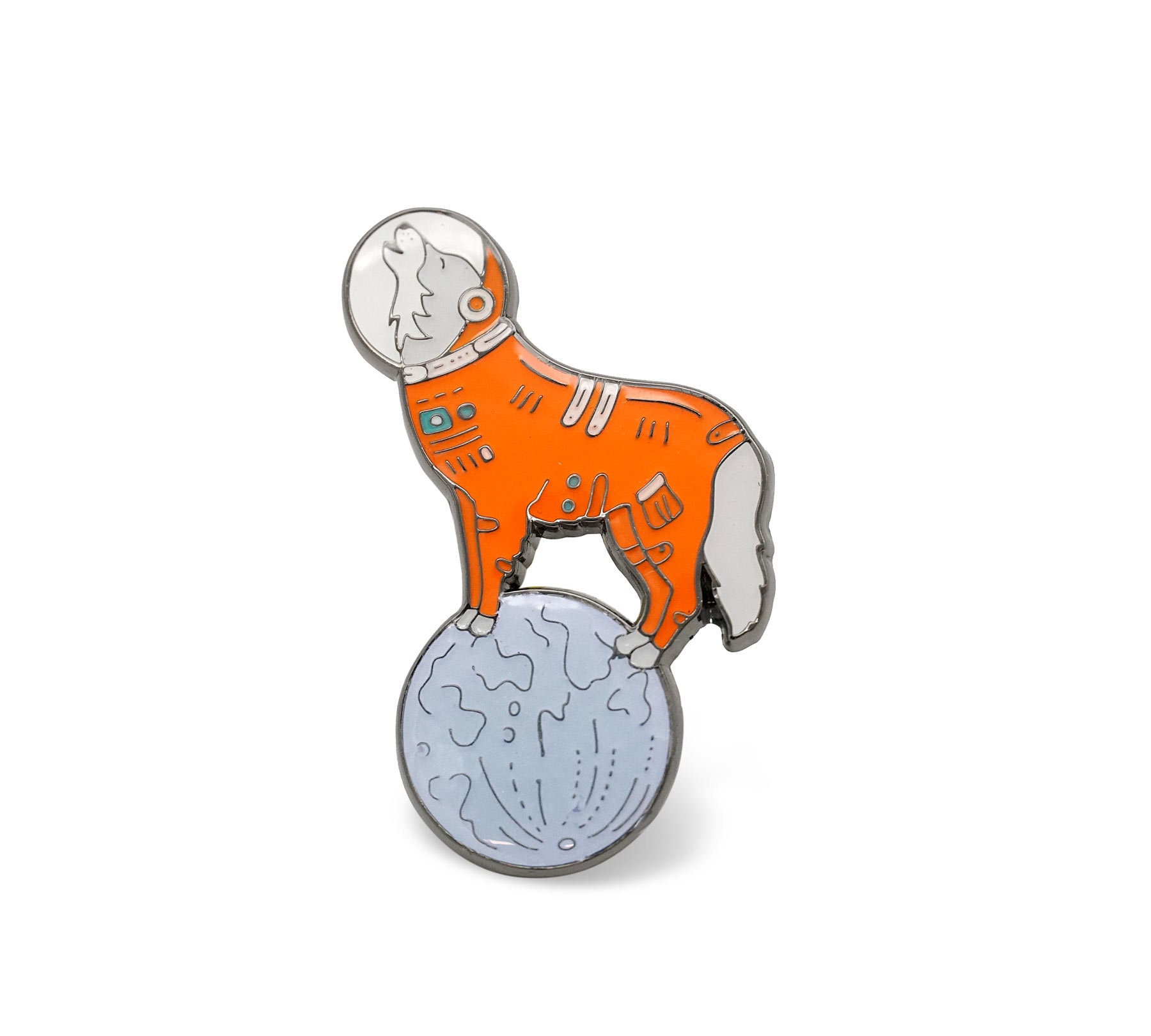 Astronaut Wolf Emaille Pin Leuchtet Im Dunkeln von Compoco