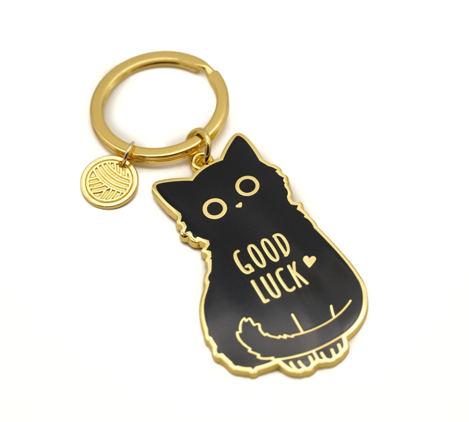 Schwarze Katze Schlüsselanhänger Emaille Glücksbringer Schwarze Katze Schlüsselanhänger Emaille Glücksbringer von Compoco