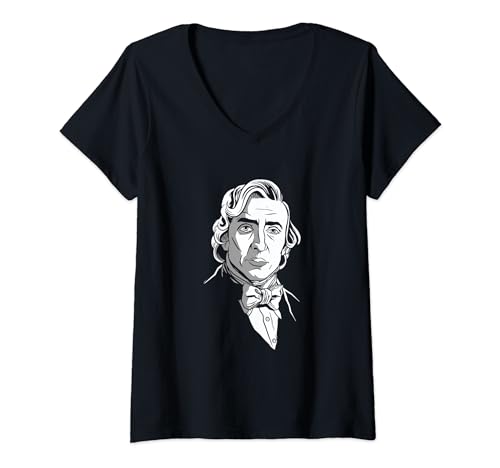 Damen Frederic Chopin Komponist Portrait T-Shirt mit V-Ausschnitt Damen Frederic Chopin Komponist Portrait T-Shirt mit V-Ausschnitt von ComposerDesigns