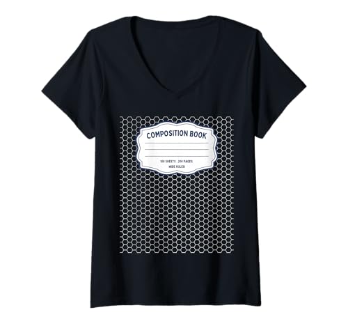 Damen Komposition Notizbuch Kostüm Passende Gruppe Halloween T-Shirt mit V-Ausschnitt Damen Komposition Notizbuch Kostüm Passende Gruppe Halloween T-Shirt mit V-Ausschnitt von Composition Notebook Group Halloween Fun