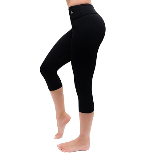 CompressionZ Capri-Leggings mit hoher Taille für Damen, Bauchkontrolle, Workout-Yogahose, Schwarz, XX-Large von CompressionZ
