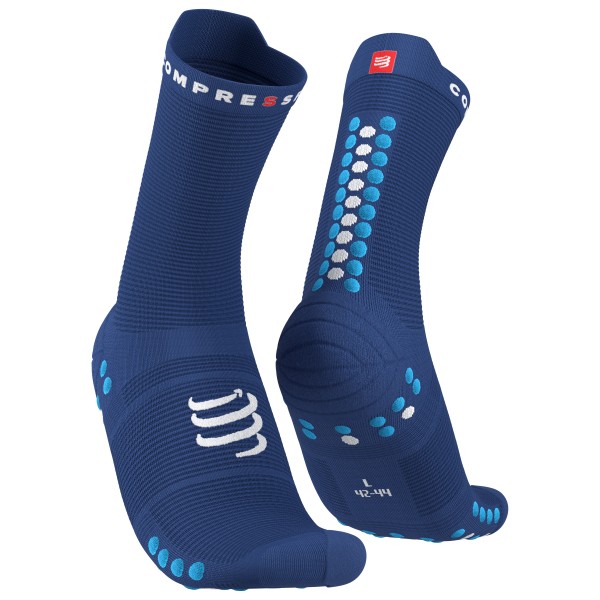 Compressport - Pro Racing Socks V4.0 Run High - Laufsocken Gr T3 - EU 42-44 blau von Compressport