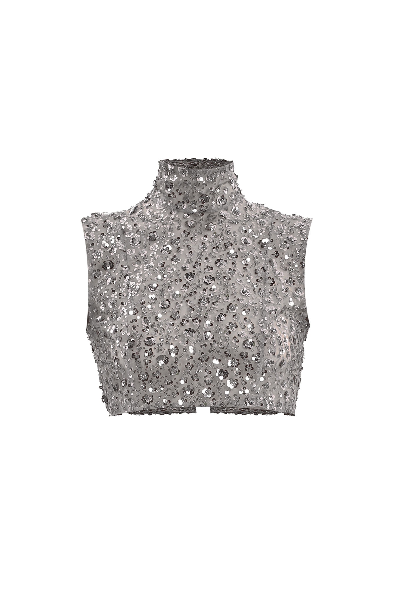 Gray sequin embroidered top - Grey - M - Compte Spain - Crop tops von Compte Spain