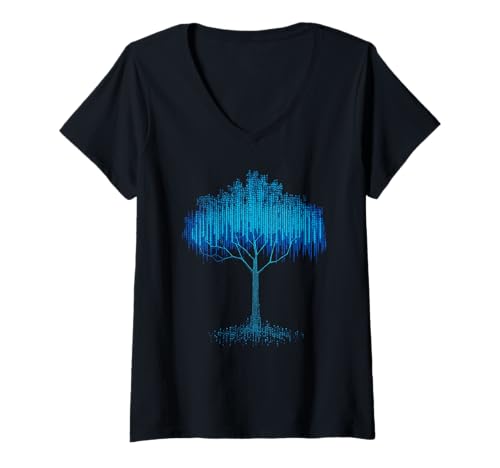 Damen Binary Tree Computer Programmierer Softwareentwickler Coder T-Shirt mit V-Ausschnitt von Computer Engineer Information Technology Coding