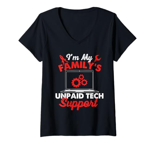 Damen Ich Bin der unbezahlte technische Support meiner Familie - Computer Engineer T-Shirt mit V-Ausschnitt Damen Ich Bin der unbezahlte technische Support meiner Familie - Computer Engineer T-Shirt mit V-Ausschnitt von Computer Engineer Merch