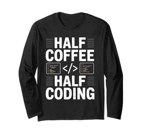 Half Coffee Half Coding Vintage Programmiercode für Männer Langarmshirt Half Coffee Half Coding Vintage Programmiercode für Männer Langarmshirt von Computer Geek Code Programmer Binary Coding Coder