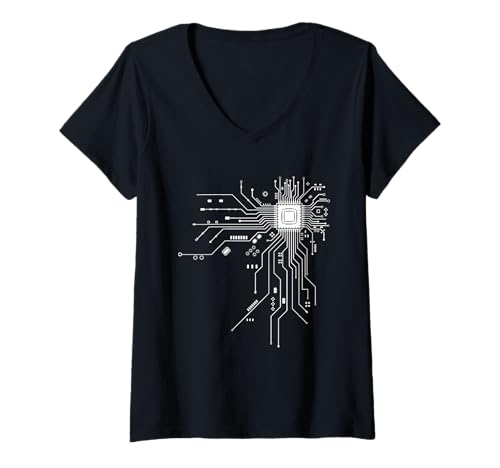 Damen CPU Chip Circuit PCB Design Tech Lovers Computer Science T-Shirt mit V-Ausschnitt Damen CPU Chip Circuit PCB Design Tech Lovers Computer Science T-Shirt mit V-Ausschnitt von Computer Geek Nerd Tech Chip