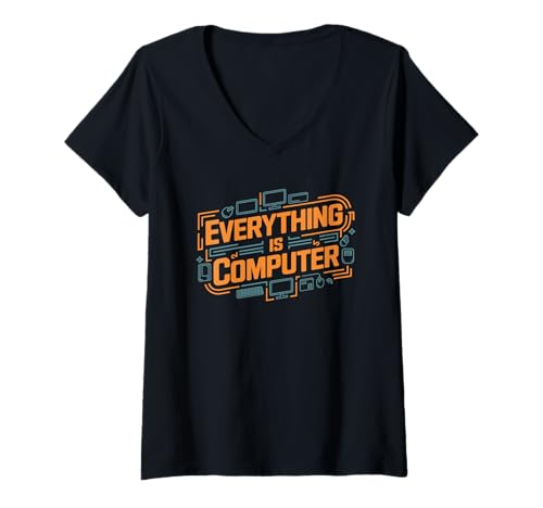 Damen Alles ist Computer Tech Support Doge T-Shirt mit V-Ausschnitt Damen Alles ist Computer Tech Support Doge T-Shirt mit V-Ausschnitt von Computer Lover Funny Tech Support - DressedForDuty