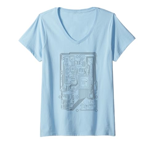 Damen Motherboard Microchip Circuit Weiß IT Computer Hintergrund T-Shirt mit V-Ausschnitt Damen Motherboard Microchip Circuit Weiß IT Computer Hintergrund T-Shirt mit V-Ausschnitt von Computer Motherboard Microchip Circuit Backgrounds